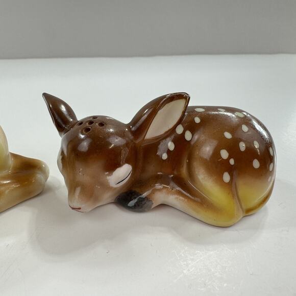 Vintage Spotted Fawn Salt & Pepper Shakers Occupied Japan Baby Deer San Diego - Picture 3 of 14
